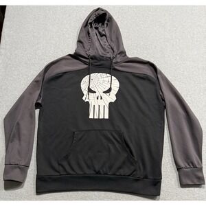 Official Marvel The Punisher Hooded Sweatshirt Hoodie Pullover Black & Gray XL